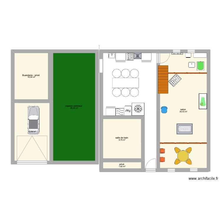 plan chez moi TFE. Plan de 6 pièces et 98 m2