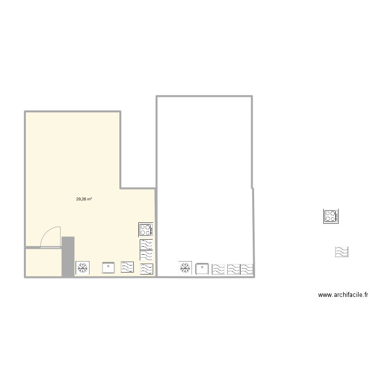 17 ET 40. Plan de 1 pièce et 29 m2