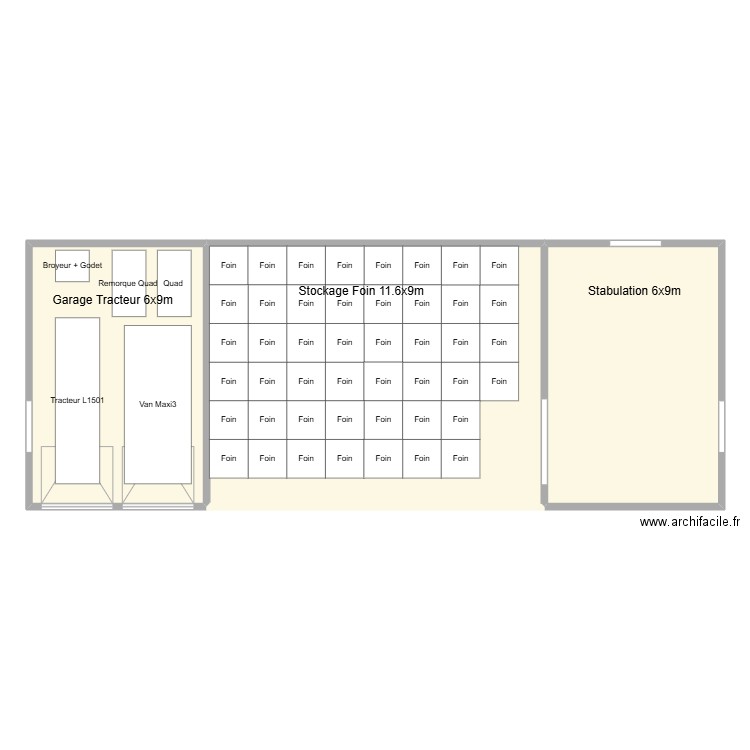 BatimentBJ. Plan de 3 pièces et 212 m2