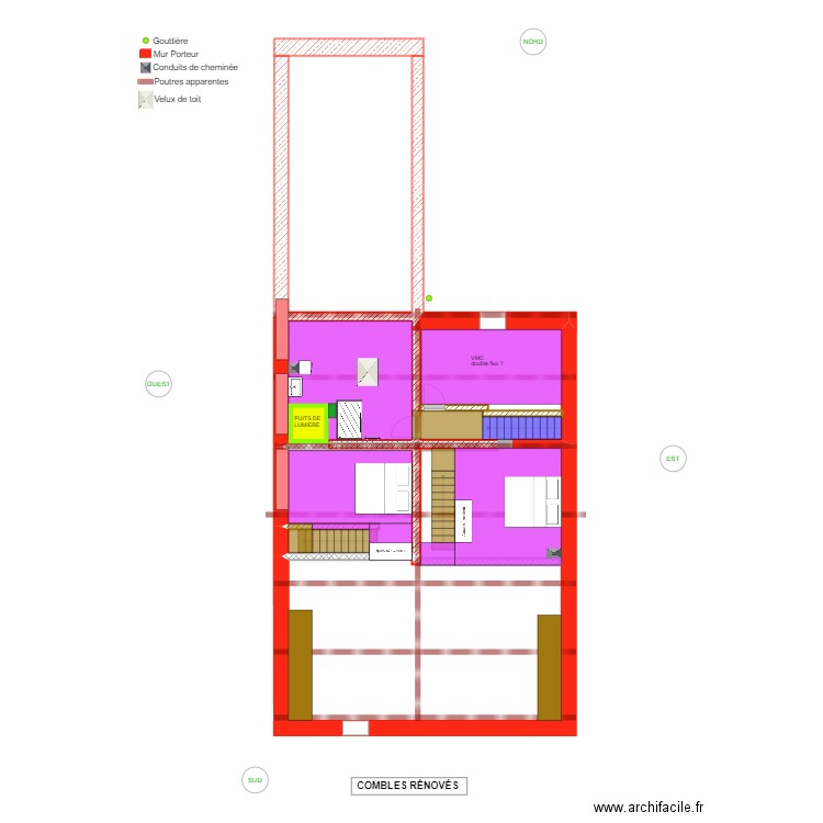 V-E_Combles_projet. Plan de 1 pièce et 15 m2