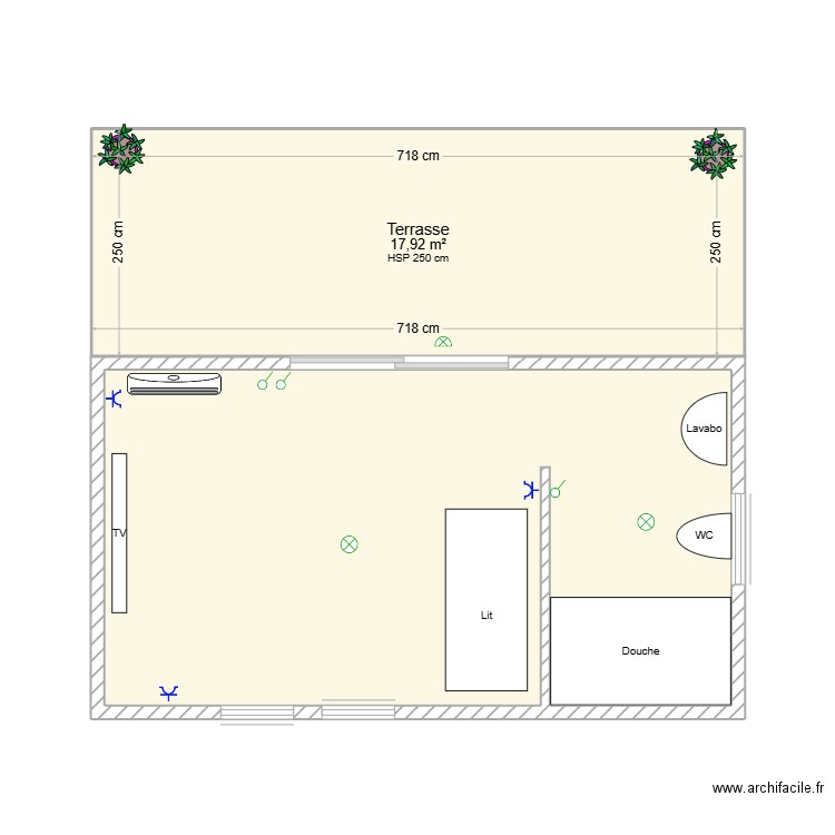 Studio DA. Plan de 2 pièces et 43 m2