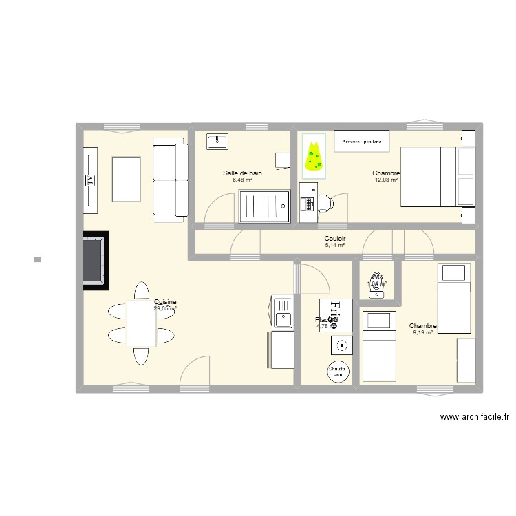 maison ydes. Plan de 7 pièces et 68 m2