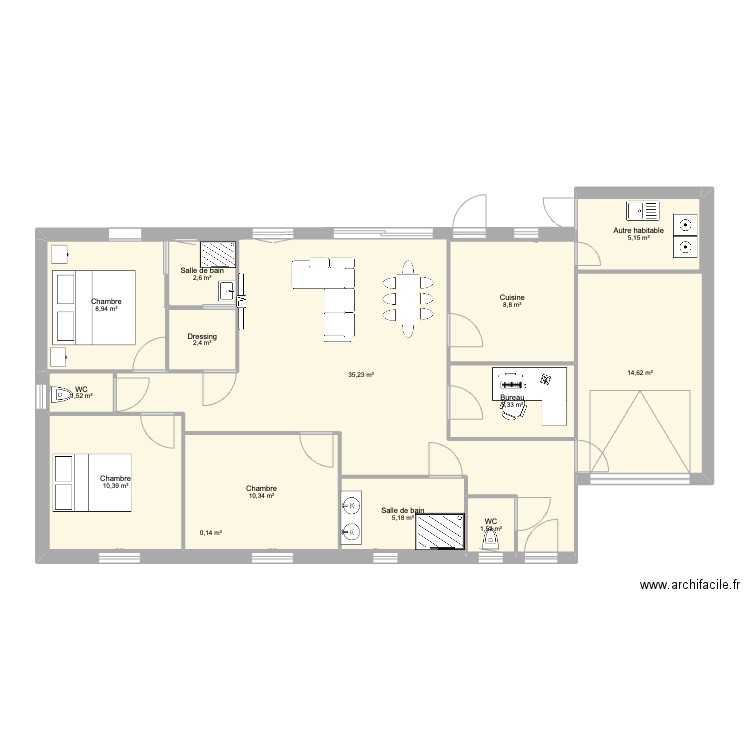 maison 93m2. Plan de 14 pièces et 112 m2