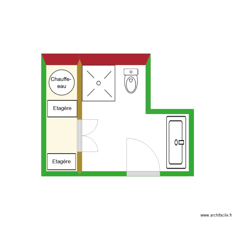 Salle de bain. Plan de 1 pièce et 2 m2