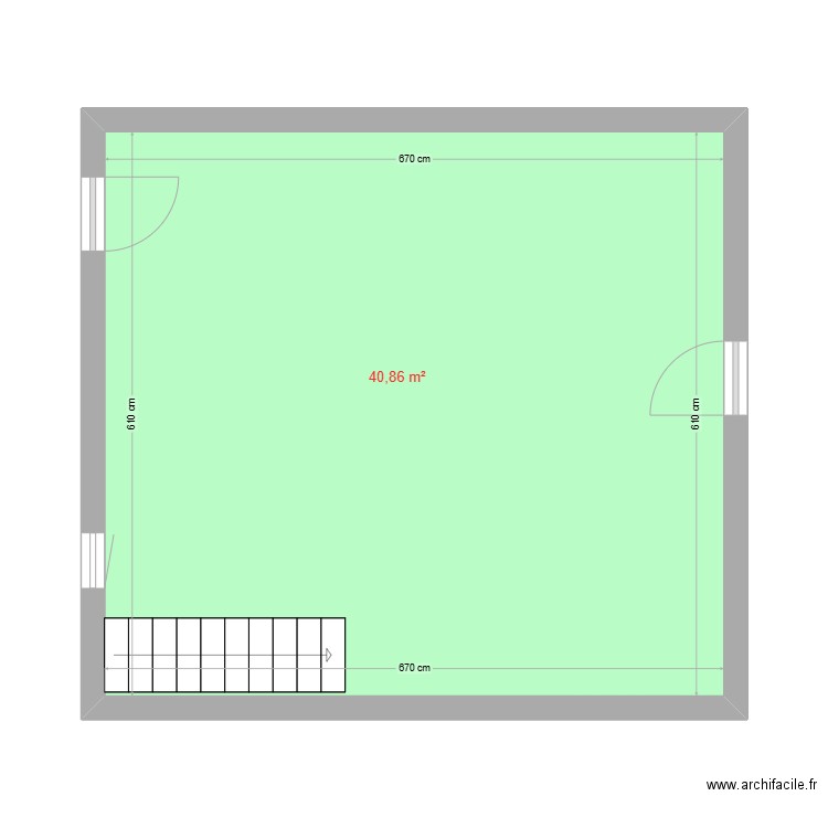 Plan RDC Besson. Plan de 1 pièce et 41 m2