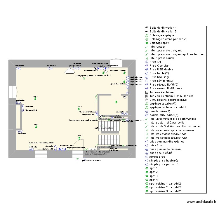 Pierre Perdue fin. Plan de 3 pièces et 60 m2