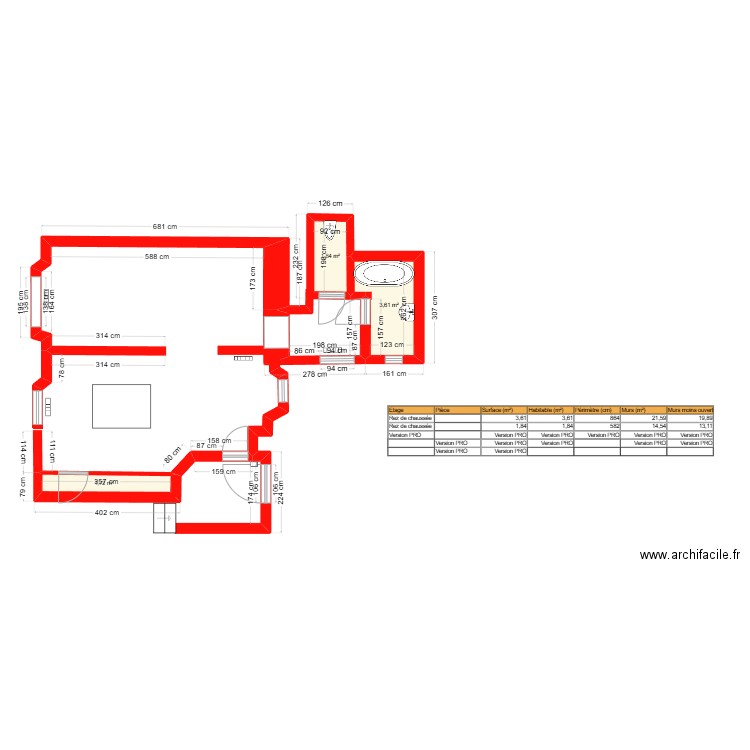 plan de la maison  2. Plan de 3 pièces et 7 m2