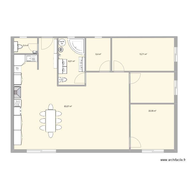 Maison. Plan de 6 pièces et 115 m2