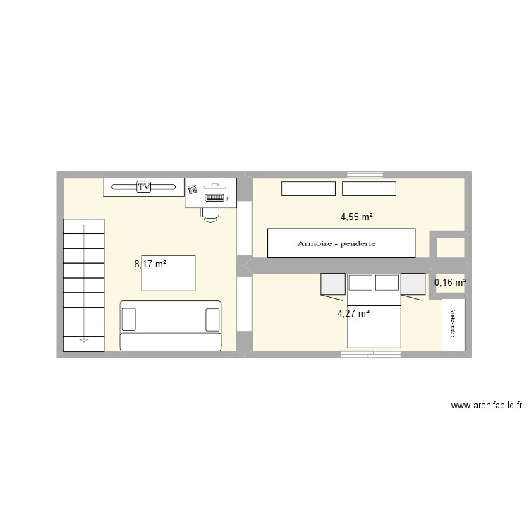 étage. Plan de 4 pièces et 17 m2