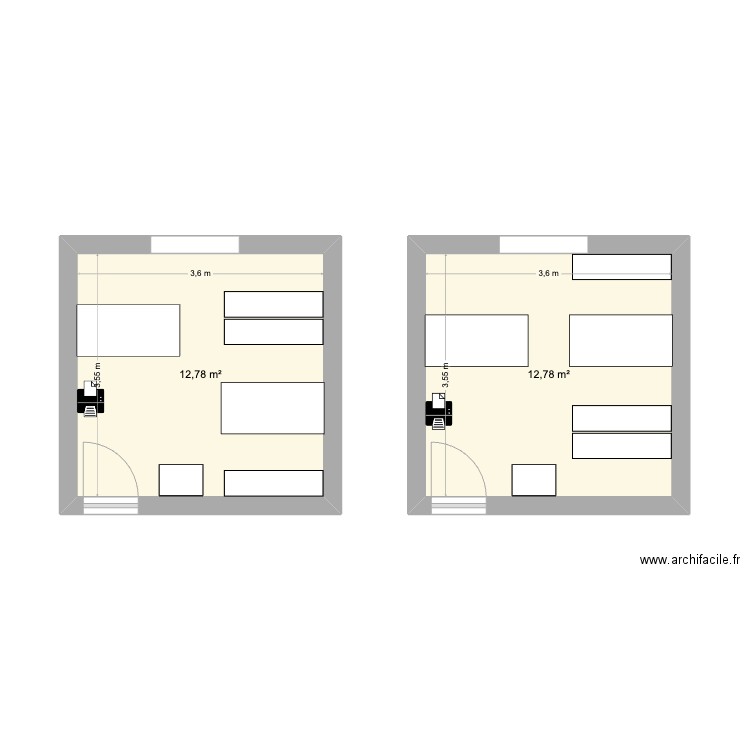 New Bureau. Plan de 2 pièces et 26 m2