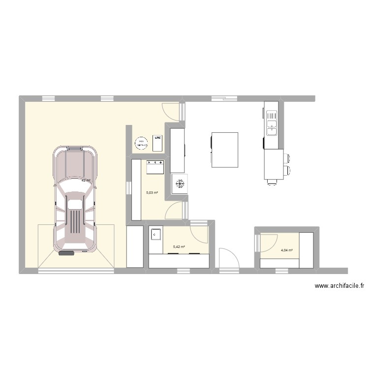 aqzsee. Plan de 4 pièces et 57 m2