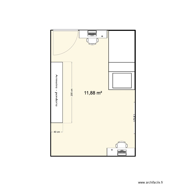 SOSONONO. Plan de 1 pièce et 12 m2