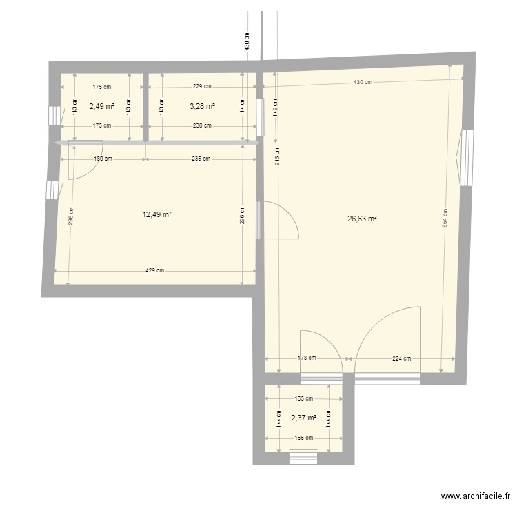 gite. Plan de 5 pièces et 47 m2