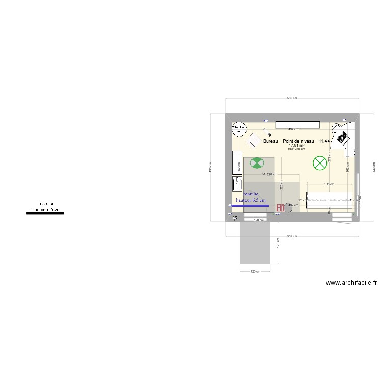 erp3. Plan de 1 pièce et 18 m2