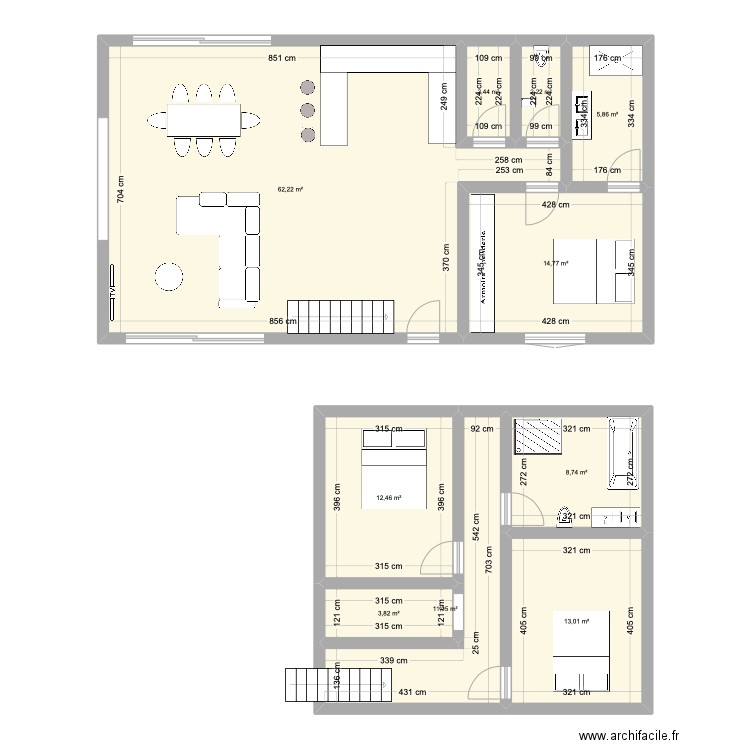 Saint Jean de Tholome. Plan de 10 pièces et 137 m2