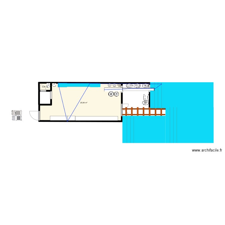 theo mas. Plan de 2 pièces et 22 m2