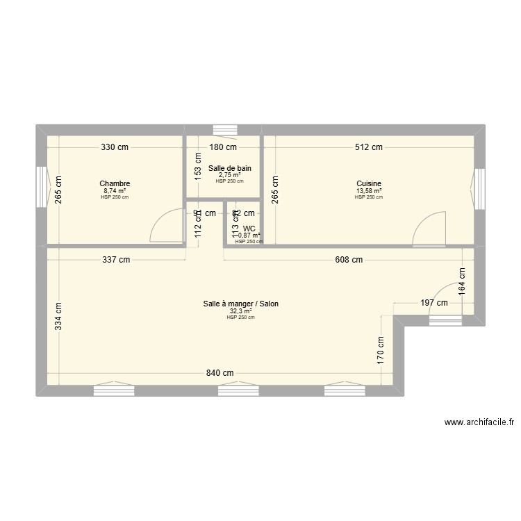 DESSAGNE (Location). Plan de 5 pièces et 58 m2