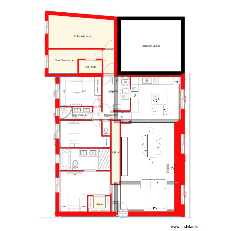 FINSI. Plan de 4 pièces et 41 m2