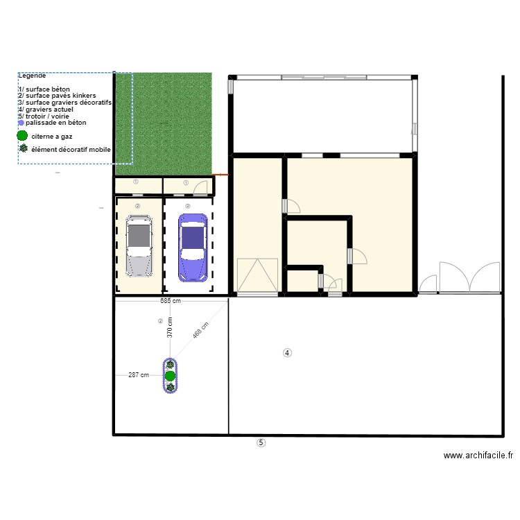 gaz. Plan de 7 pièces et 103 m2