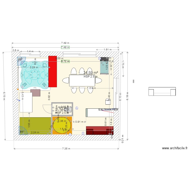 wistub085-07V1. Plan de 2 pièces et 37 m2