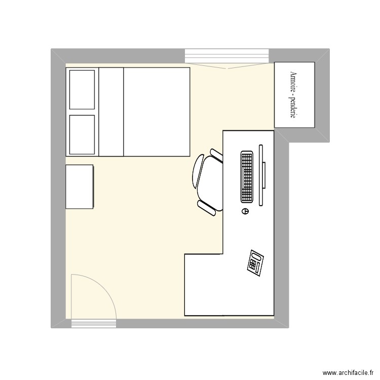 chambre 1. Plan de 1 pièce et 18 m2