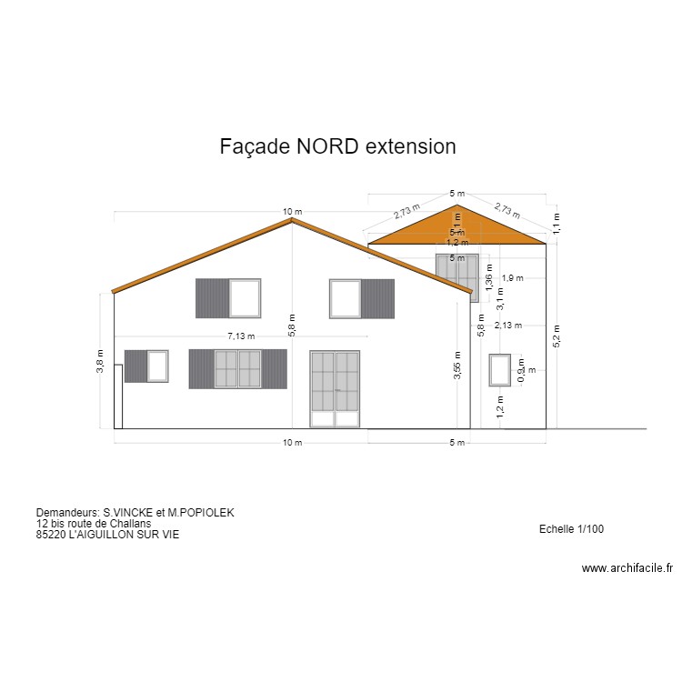 Façade NORD. Plan de 0 pièce et 0 m2