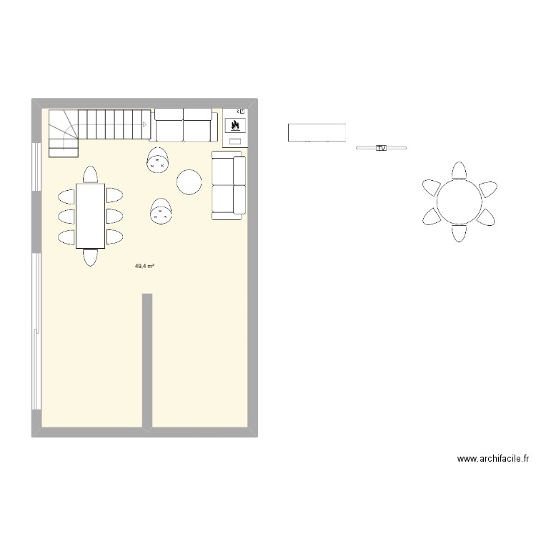 Salont. Plan de 1 pièce et 49 m2