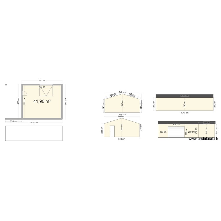 garage2. Plan de 1 pièce et 42 m2