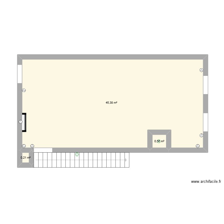 2° Etage. Plan de 3 pièces et 46 m2