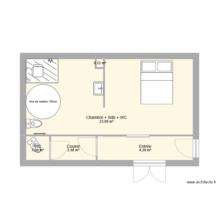 G1 Actuel. Plan de 5 pièces et 31 m2