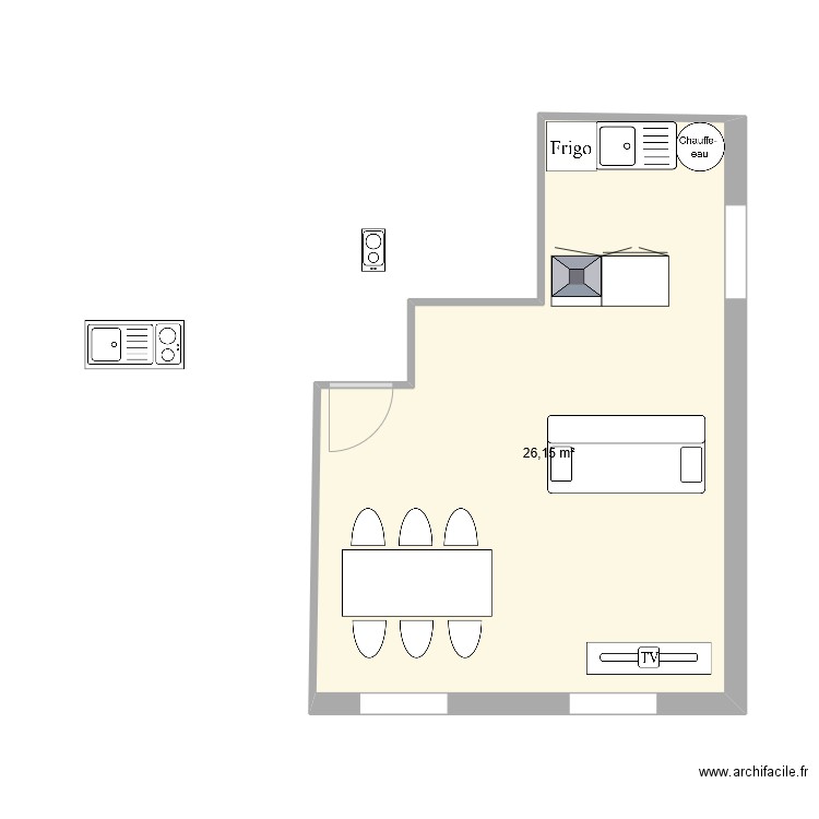 Appart Fy. Plan de 1 pièce et 26 m2