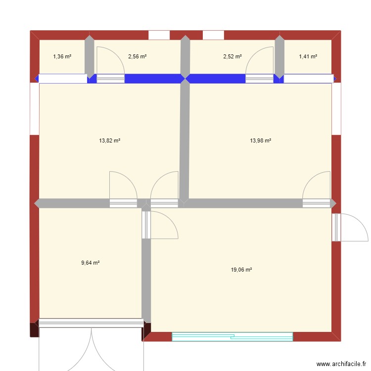 9M Kipili. Plan de 8 pièces et 64 m2