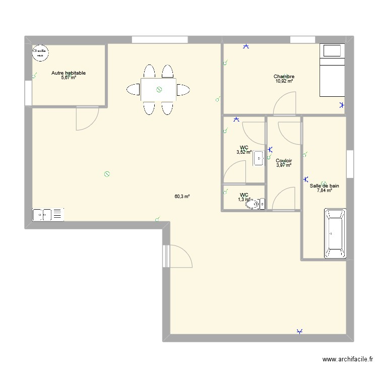 maison elek. Plan de 7 pièces et 94 m2