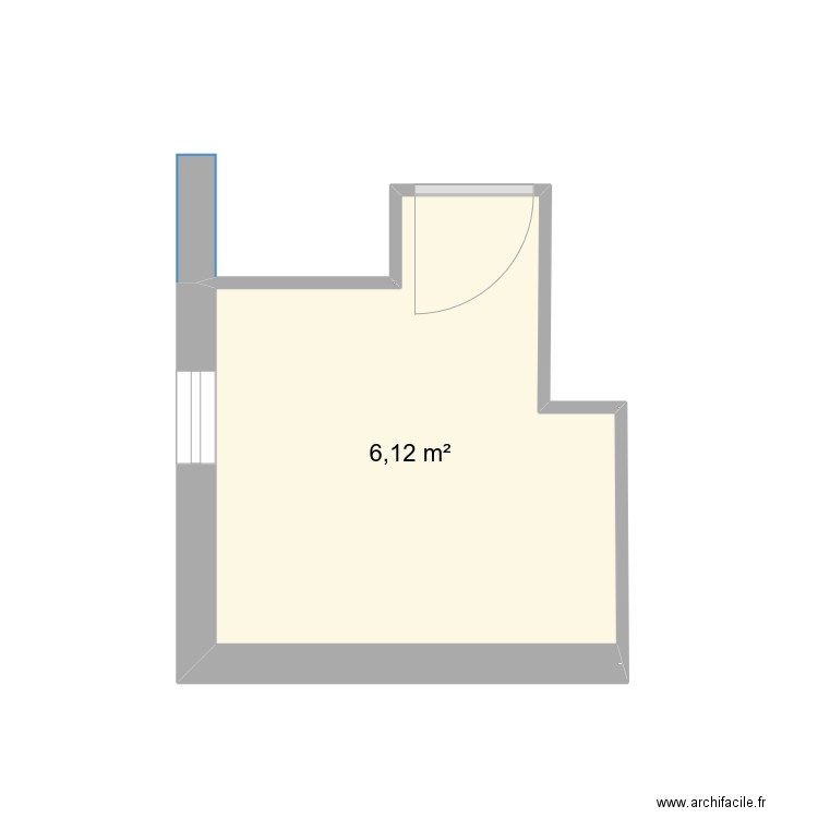 SdBIsa_cotes. Plan de 1 pièce et 6 m2