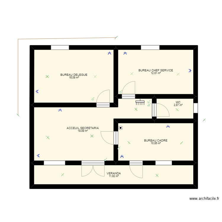 AZERTY. Plan de 6 pièces et 74 m2