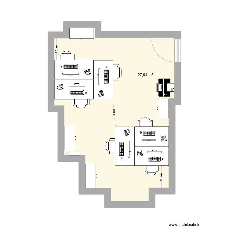 bureau MNM. Plan de 1 pièce et 27 m2