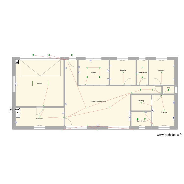 Plan électrique maison. Plan de 11 pièces et 157 m2