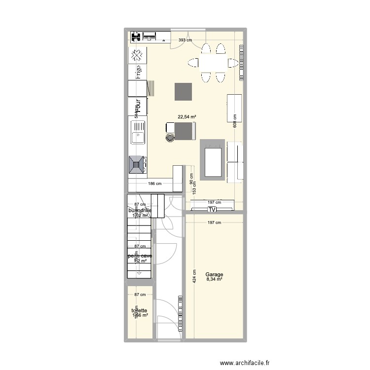 maison. Plan de 5 pièces et 35 m2