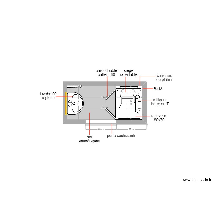 uzan 3. Plan de 1 pièce et 2 m2