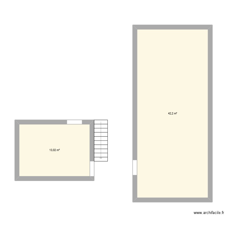 sous sol 74. Plan de 2 pièces et 55 m2