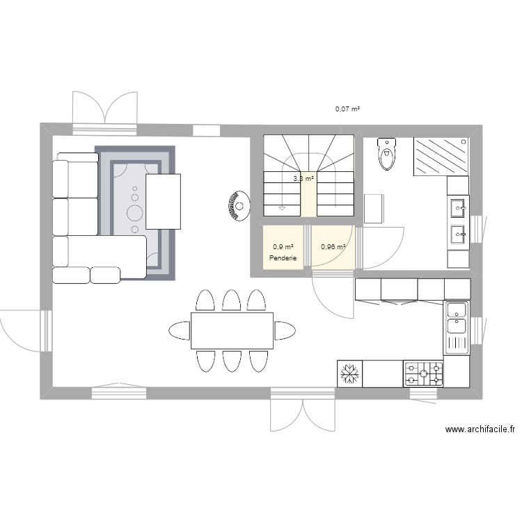 Logement nord RdC 151224. Plan de 4 pièces et 5 m2