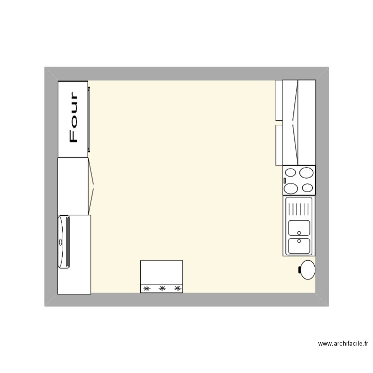 Chef d'oeuvre. Plan de 1 pièce et 21 m2