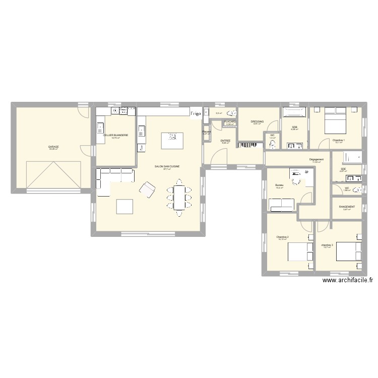 st paul. Plan de 18 pièces et 202 m2