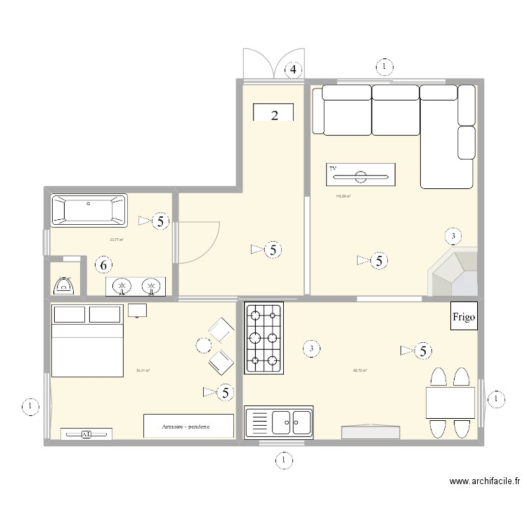 ΕΡΓΑΣΙΑ ΙΑΝ. Plan de 5 pièces et 266 m2