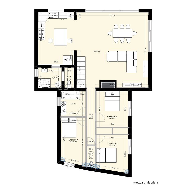 Plan 2. Plan de 9 pièces et 115 m2