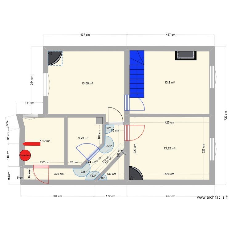 ETAGE 2 v5. Plan de 13 pièces et 96 m2