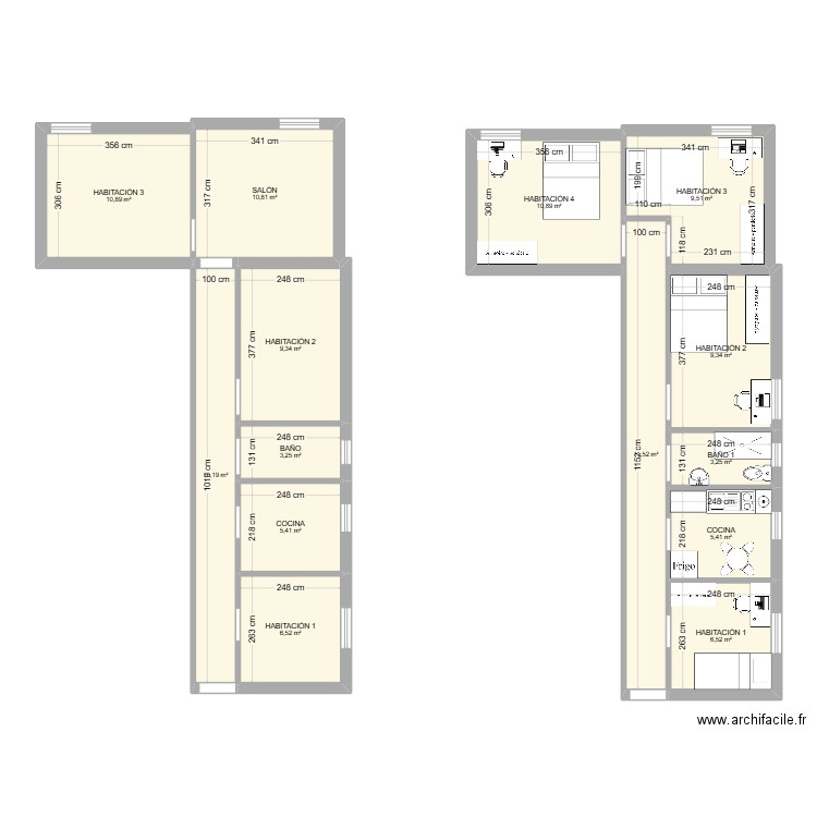 Calle Trafalgar. Plan de 14 pièces et 113 m2