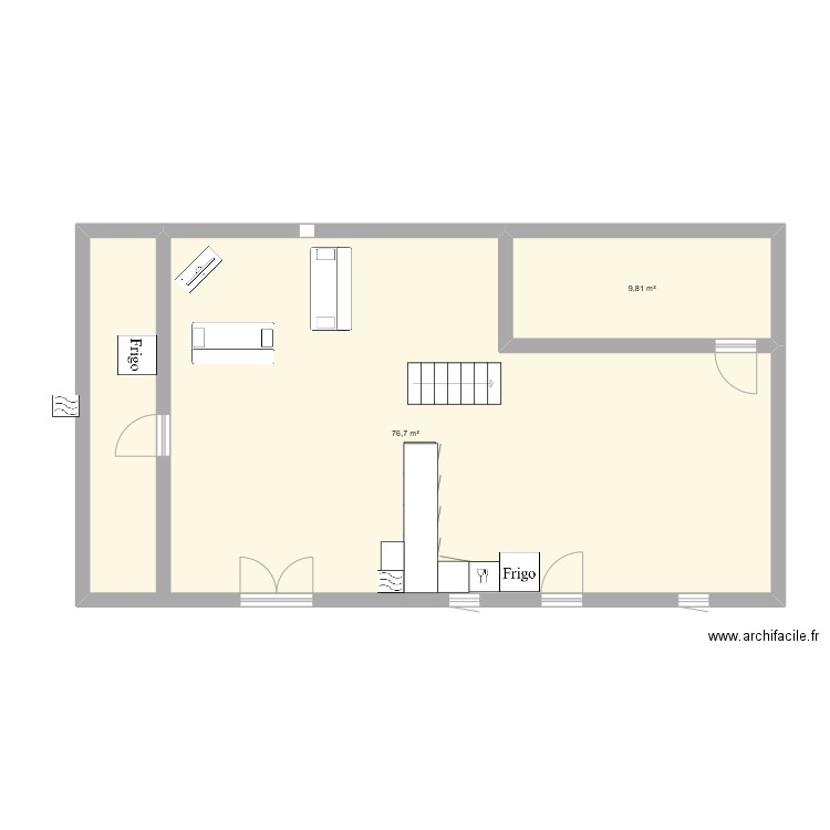 Gîte des ailes. Plan de 2 pièces et 87 m2