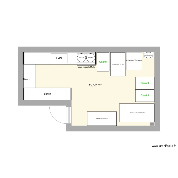 Laverie new. Plan de 1 pièce et 20 m2