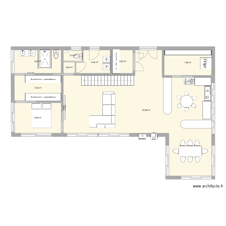 reve 1. Plan de 9 pièces et 134 m2